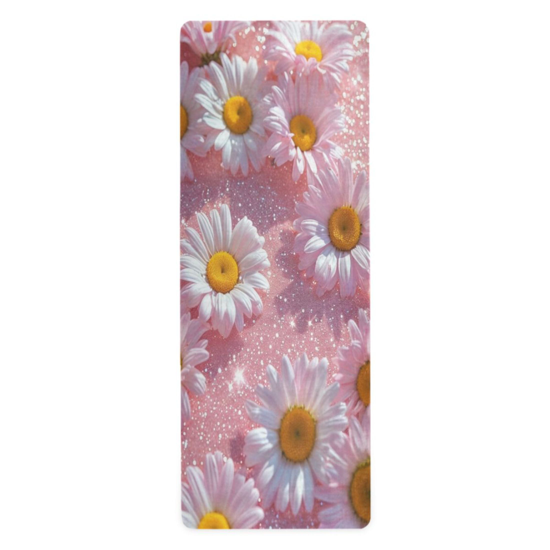 BZSMCE Yoga Mat Women Fitness Mat Daisies in Sparkling Dew Pattern
