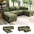 thumbnail image 4 of BedLuxury 112" Large Modular Sectional Sofa with 2 Movable Storage Ottoman, Cloud Couch Seats 6, Modern Living Room Furniture, Chenille Green, 4 of 11