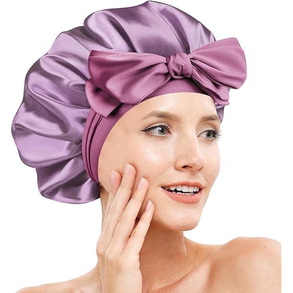 wonima11 Silk Bonnet for Sleeping Women, Adjustable Soft Satin Lined Bonnet with Tie Band, Double Layer Sleep Night Cap