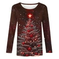 thumbnail image 3 of Craaazy Shirts For Women Long Sleeve Tops Christmas Tree Printed Christmas Trees With Lights Printed Crewneck Blouse Gifts, 3 of 5