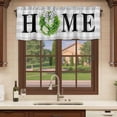 thumbnail image 6 of Rustic Home Curtain Valances for Windows, Kitchen Valance Window Treatments Panel 2 Pack, Green Eucalyptus Leaves Wreath Wooden Plaid Rod Pocket Short Curtains for Bathroom Bedroom 54 x 18 Inch, 6 of 8