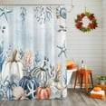 thumbnail image 3 of Shower Curtains for Bathroom-72"x72",Thanksgiving Pumpkin Coastal Starfish Coral Waterproof Bath Curtain Shower Curtain Set, 3 of 7