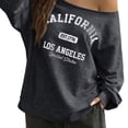 thumbnail image 3 of Arlun Women's off the Shoulder Sweatshirts Letter Graphic Oversized Long Sleeve Pullover Tops Loose Fit Soft Comfortable Casual Fashion Streetwear Fall Outfit 2026 1-Black XL, 3 of 5