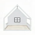 thumbnail image 4 of Sturdy Wood House Bed with Fence & Window|LED Design|Full Size, 4 of 11