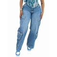 thumbnail image 2 of Y2K Baggy Jeans Vintage Washed Streetwear Fashion Cargo Pants with Multiple Pockets Blue XXL, 2 of 9