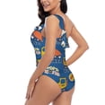 thumbnail image 4 of Sikiie Construction Vehicles Print Women One Piece Swimsuits Tummy Control One Shoulder Bathing Suits Ruffle Swimwear, From S to XXL-Medium, 4 of 6