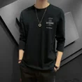 thumbnail image 4 of Camiseta de gran tamaño para hombre, cuello redondo, ropa para hombre, ajuste regular, algodón, talla grande, informal, blanca, estilo coreano original, 4 of 4