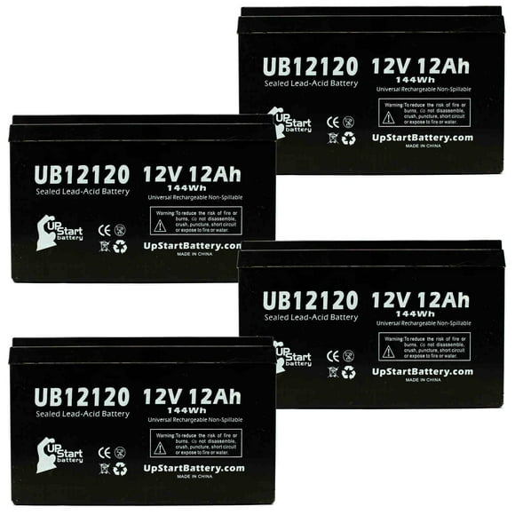 4x Pack - Interstate Batteries ABSL1105 Battery Replacement - UB12120 Universal Sealed Lead Acid Battery (12V, 12Ah, 12000mAh, F1 Terminal, AGM, SLA) - Includes 8 F1 to F2 Terminal Adapters
