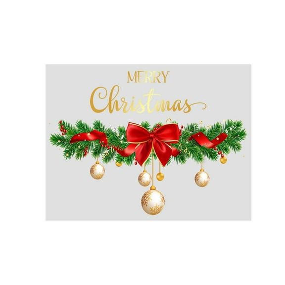 Christmas Window Clings Double Sided, Merry Christmas Wreath Static Sticker for Glass Doors