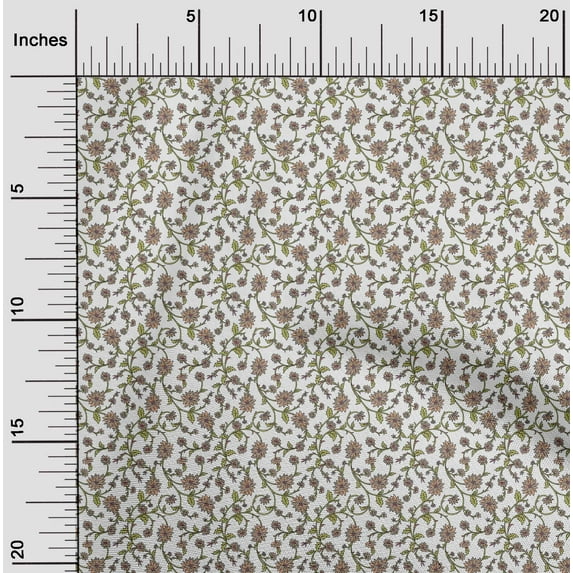 oneOone Viscose Chiffon White Fabric Leaves & Flower Florals Diy Clothing Quilting Fabric Prints Fabric By Yards 42 Inches Wide