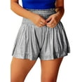 thumbnail image 3 of SLADYGLO Women Elastic Pleated Waist Ruffle Hem Sports Shorts, 3 of 7