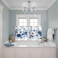 thumbnail image 3 of White Blue Floral Kitchen Curtains Small Short 39 Inch Length, Elegant Leaves Spring Flowers Grommet Top Bedroom Living Room Curtains, Light Filtering Cafe Curtain Drapes 2 Panels Set 55''x39'', 3 of 9
