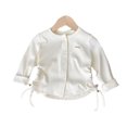thumbnail image 1 of Abrigo ajustado para niños de primavera y verano, chaqueta de un solo pecho de Color sólido para niñas de 1 a 8 años, cárdigan informal con cordón para chico, prendas de vestir, 1 of 6