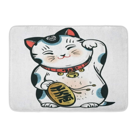 GODPOK Lucky Cat Maneki Neko Traditional Asian Money and Fortune Symbol Welcoming Happiness and Best Wishes Rug Doormat Bath Mat 23.6x15.7