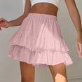 thumbnail image 2 of Hduncf Flowy Shorts for Women Mini Skirts High Elastic Waisted Tiered Smocked Ruffle Skirt Summer Casual Fashion Skorts Pink XXL, 2 of 7