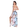 thumbnail image 3 of FORMRS Womens Long Sarong Beach Wrap Semi-Sheer Bikini Skirt Bathing Swimsuit Cover Up, Blue Shimmering Pattern, 3 of 7
