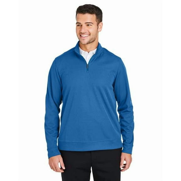 North End NE412 Men's Express Tech Performance Pique Quarter-Zip Pullover-Light Nautical Blue-L