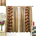 thumbnail image 2 of Sports Blackout Curtain,Vintage Baseball Texture Laces Closeup Print Window Drapes for Kid Girl Boy Teen Bedroom Living Room Home Decor,Rod Pocket Thermal Insulated Curtain 2 Panels 52x84 Inch,Yellow, 2 of 6