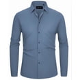 thumbnail image 7 of sogami Mens Dresses Shirt Formal Wrinkle Free Long Sleeve Gray Button Up shirt Casual Office, 7 of 7