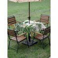 thumbnail image 4 of Outdoor Tablecloth with Umbrella Hole for Patio/Picnic/Party/Camping, Tropical Palm Trees Waterproof Table Cloth Square Cover Washable, Green Botanical Summer Flowers Plaid (60"x 60"), 4 of 9