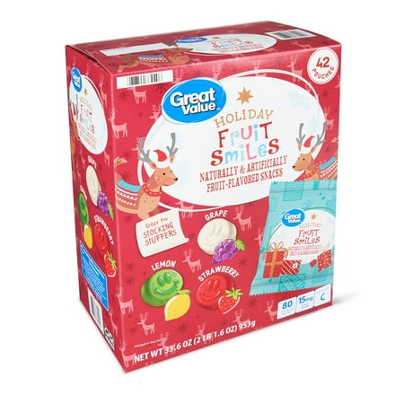 Great Value Holiday Fruit Smiles, 33.6 oz, 42 Count