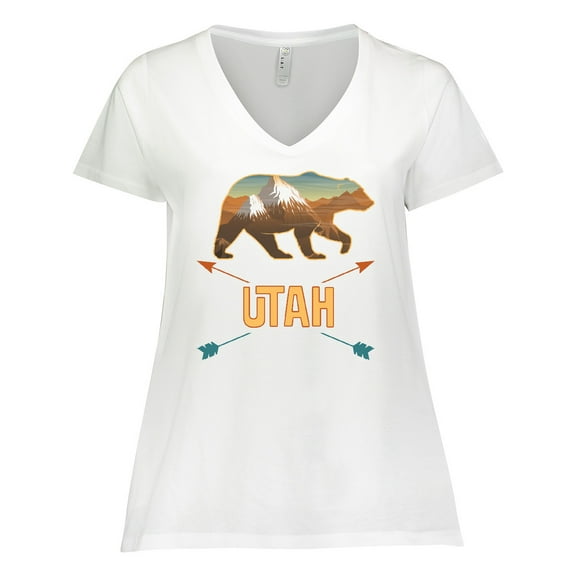 Inktastic Utah Vacation Bear Silhouette Women's Plus Size V-Neck T-Shirt