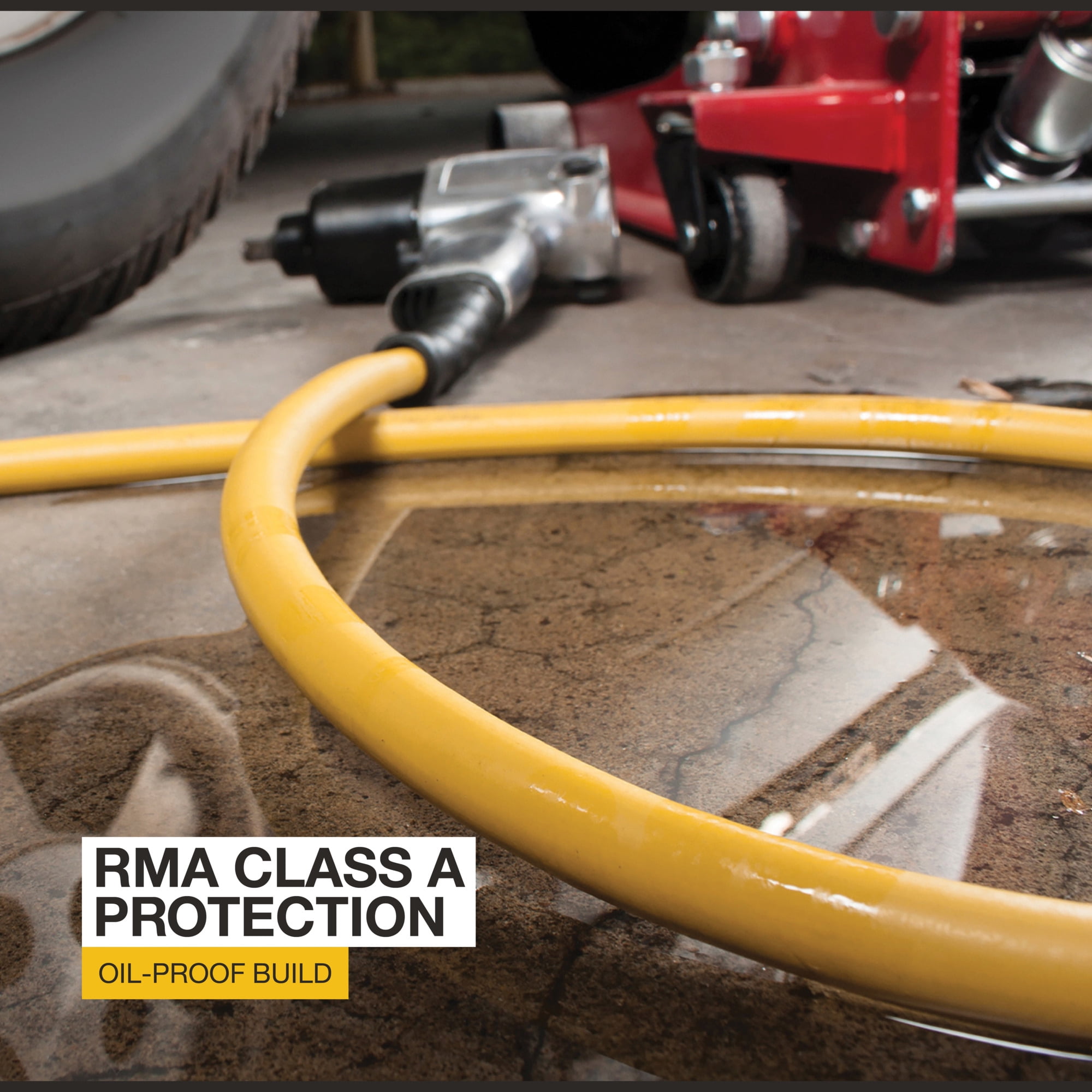 Klutch Oil-Resistant Rubber Air Hose with 1/2in.–3/8in. Reducer, 1/2in. x 100ft., 300 PSI