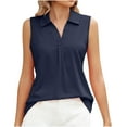 thumbnail image 2 of Wycnly Womens Tank Tops Summer Plain V-Neck Sleeveless T Shirts Ladies Casual Solid Lapel Lightweight Tunic Vest Blouses Navy m Clearance Under $5, 2 of 5
