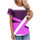 thumbnail image 1 of Tops de Hombro Frío para Mujeres Hombro Impreso Casual Insertado Cuello Redondo de Manga Corta, Moda Superior, 1 of 4