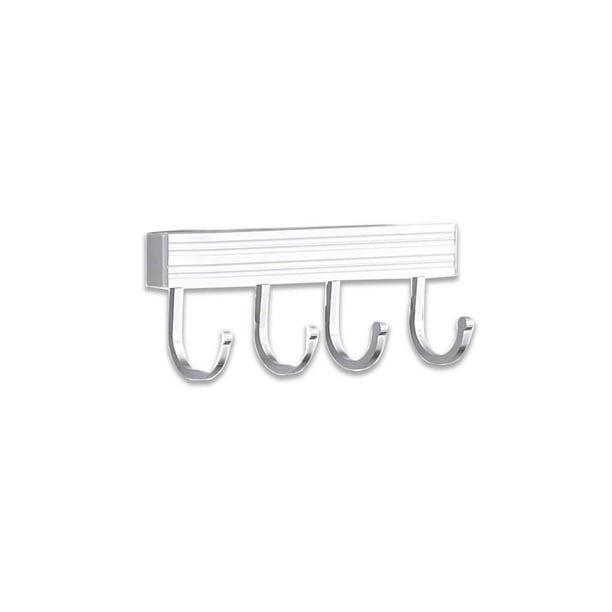 Soporte para llaves montado en la pared, soporte para organización, toallero para el hogar, llaves, sombrero, colgador fijo, estante colgante Almacenamiento y organización del hogar Plata 4 ganchos Billuyoard HA078167-01