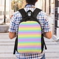 thumbnail image 6 of Women Men Pastel Rainbow Striped Backpack Lightweight Rucksack Casual Daypack For Laptop Trave, 6 of 7