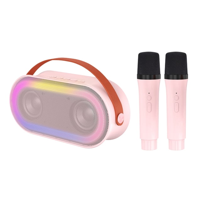 Karaoke Mini Bt Karaoke Machine Altavoz Karaoke Con Micrófonos Inalámbricos Efecto De Luz De Color Deslumbrante Para Adultos Partido En Casa Para Niños
