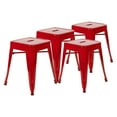 thumbnail image 2 of BizChair 18" Table Height Stool, Stackable Backless Metal Indoor Dining Stool, Commercial Grade Restaurant Stool in Red - Set of 4, 2 of 11