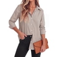 thumbnail image 4 of Fantaslook Striped Button Down Shirts for Women Classic Long Sleeve Collared Office Work Blouses Tops, 4 of 9