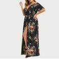 thumbnail image 6 of SDNall Women Plus Size V Neck Floral Print Short Sleeve Boho Dress, 6 of 9