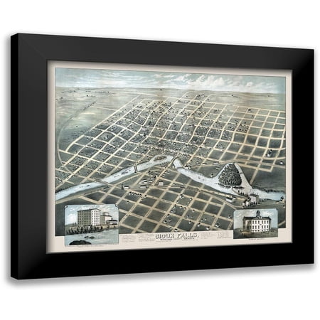 Carson 14x12 Black Modern Framed Museum Art Print Titled - Sioux Falls South Dakota - Carson 1881