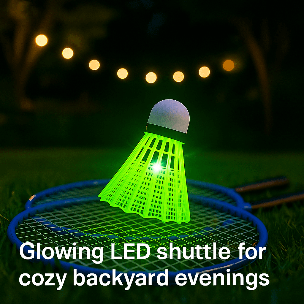 LED Badminton - LED Badminton Racket Set with Bright Lights for Nighttime Play, Durable & Strong Grip, Easy Assembly, Perfect for Park or Beach, Measures 8.10” x 0.50” x 2.50”