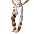 thumbnail image 4 of Wutalume Halloween Women's Print Pajama Pants - Cuffed Drawstring Ankle Pants with Pockets, Comfortable Casual Trousers for Fall Party Daily,Yellow S, 4 of 5