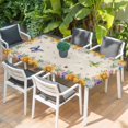 thumbnail image 2 of Watercolor Flowers Table Cloths for 3 Foot Rectangle Tables, Spring Sunflowers Daisy Butterflies Beige Patio Waterproof Elastic Fitted Tablecloths, Washable Rectangular Table Cover for Camping, 2 of 8