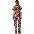 thumbnail image 3 of TSOVTHRID Colorful Daisy Print Pajama Set for Women Notch Collar Soft Loungewear With Elastic Waist Long Pants Women Nightwear Set, 2XL, 3 of 7