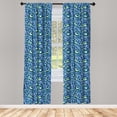 thumbnail image 3 of Ambesonne Paisley Curtains, Raindrops Inspired Art, Pair of 28"x84", Blue and Green, 3 of 5