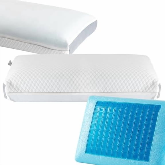 Dual Option Cooling Gel Pods Memory Foam Bed Pillow for Sleeping - 5.5-inch Breathable Medium-Loft (Standard)$$Bedding