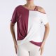 thumbnail image 2 of Tops de Hombro Frío para las Mujeres Color Coincidencia Manga Corta Irregular, Camiseta de Hombro para el Verano, 2 of 4