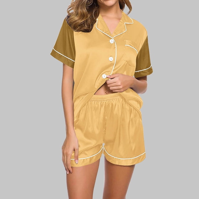 Qiopertar Liquidation à Moins de 5$ Blouse Décontractée à Col Rabattu Manches Courtes Mode Short Ensemble de Pyjama Grandes Économies de Vacances!