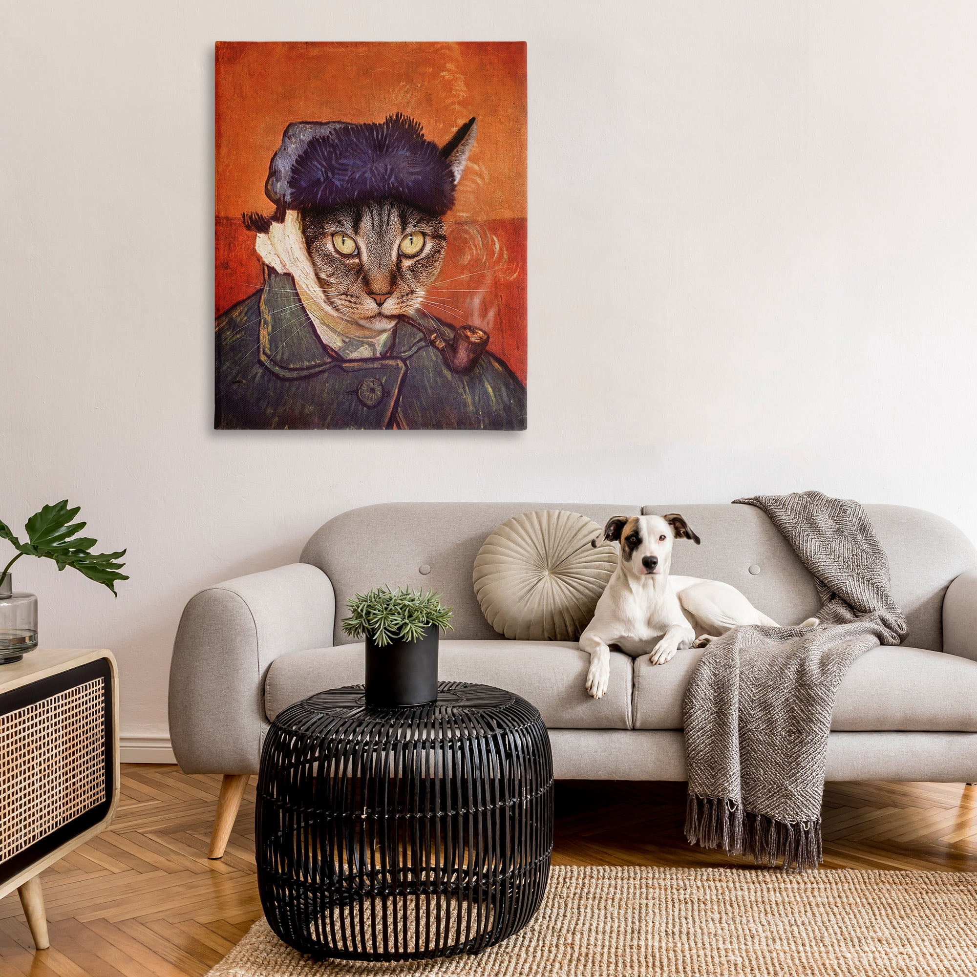 Stupell Industries Classic Cat Self Portrait Animals & Insects Painting Gallery Wrapped Canvas Art Print Wall Art, 36 x 48
