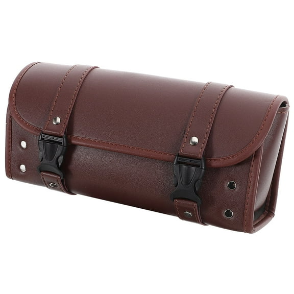 SOPOTUTU Motorcycle Rear Rack Seat Bag Brown PU with Multiple Compartments for Storage and Travel