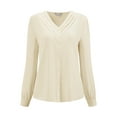 thumbnail image 2 of DARING DIVA Women's Dressy Casual Blouse Pleated Shirt Top S Beige, 2 of 7