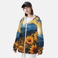 thumbnail image 3 of Gukieu Elegant Sunset Sunflower Print Sun Protection Hoodies for Men and Women, Zippered Long-sleeved Quick-drying UV Protection Shirts, Suitable for Sports, Swimming, Fishing-X-Large, 3 of 7