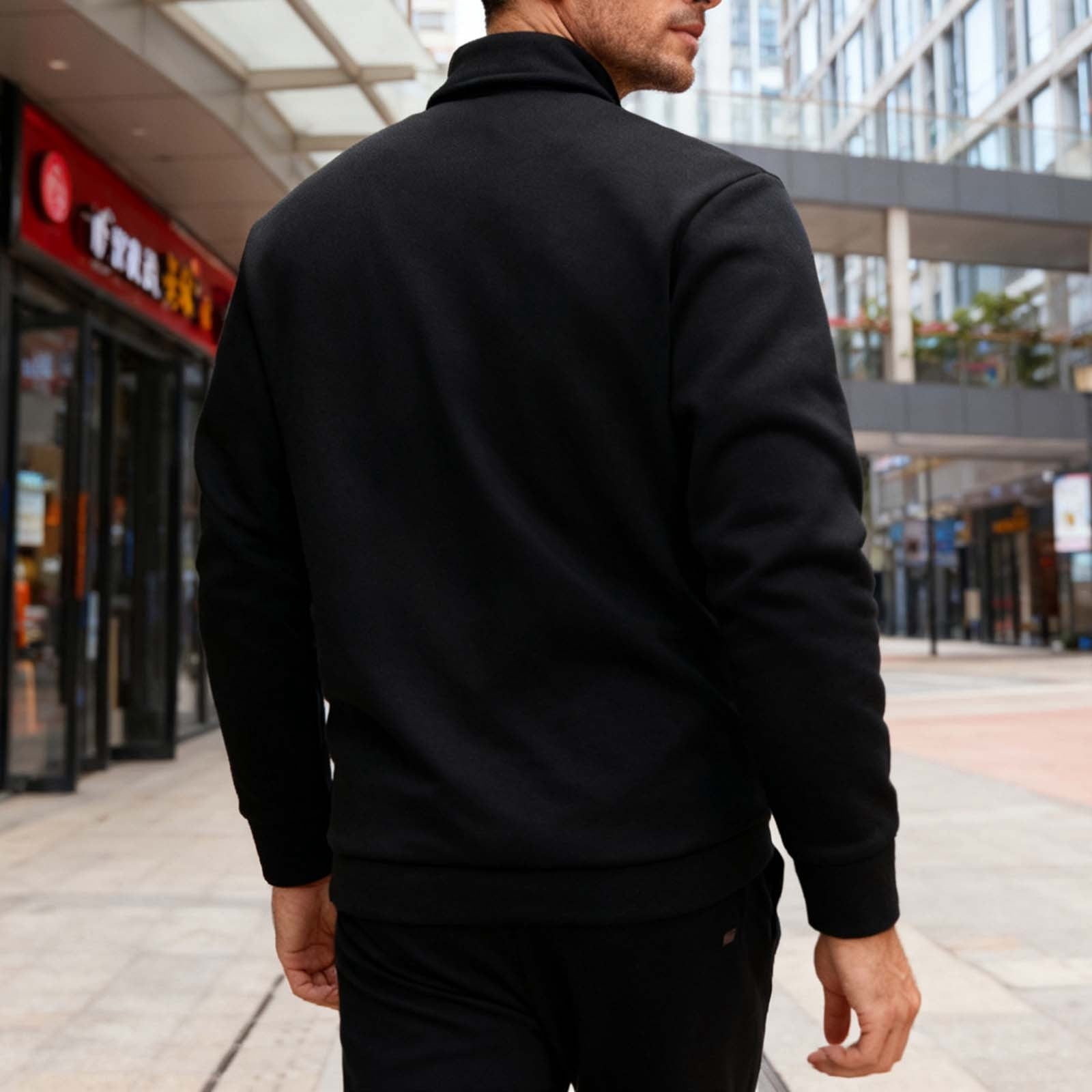 KeShDi Leather Jacket Mens Fleece Jacket Men Casual Fashion Snap Button Cardigan Flip Collar Pocket Long Sleeve Jacket Coat Black 2X
