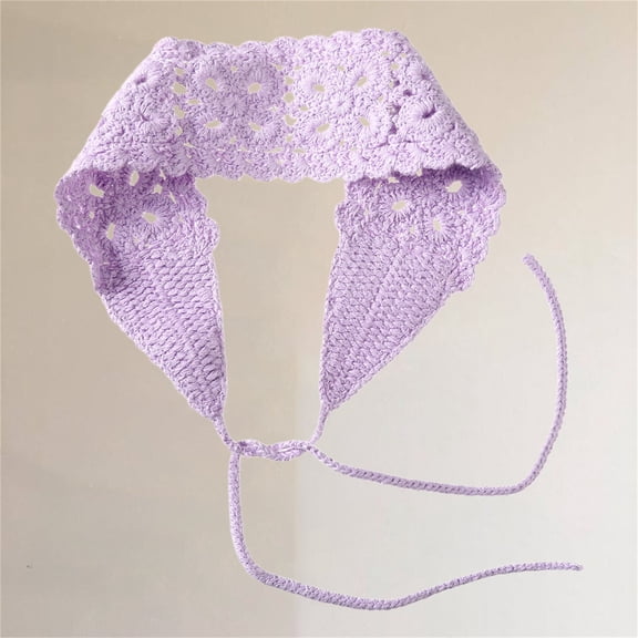 WZXFASHION Head Wraps for Women Crochet Knit Soft Slouchy Style Hair Bandanas with Ties for Vacation Photograph Outdoors Purple